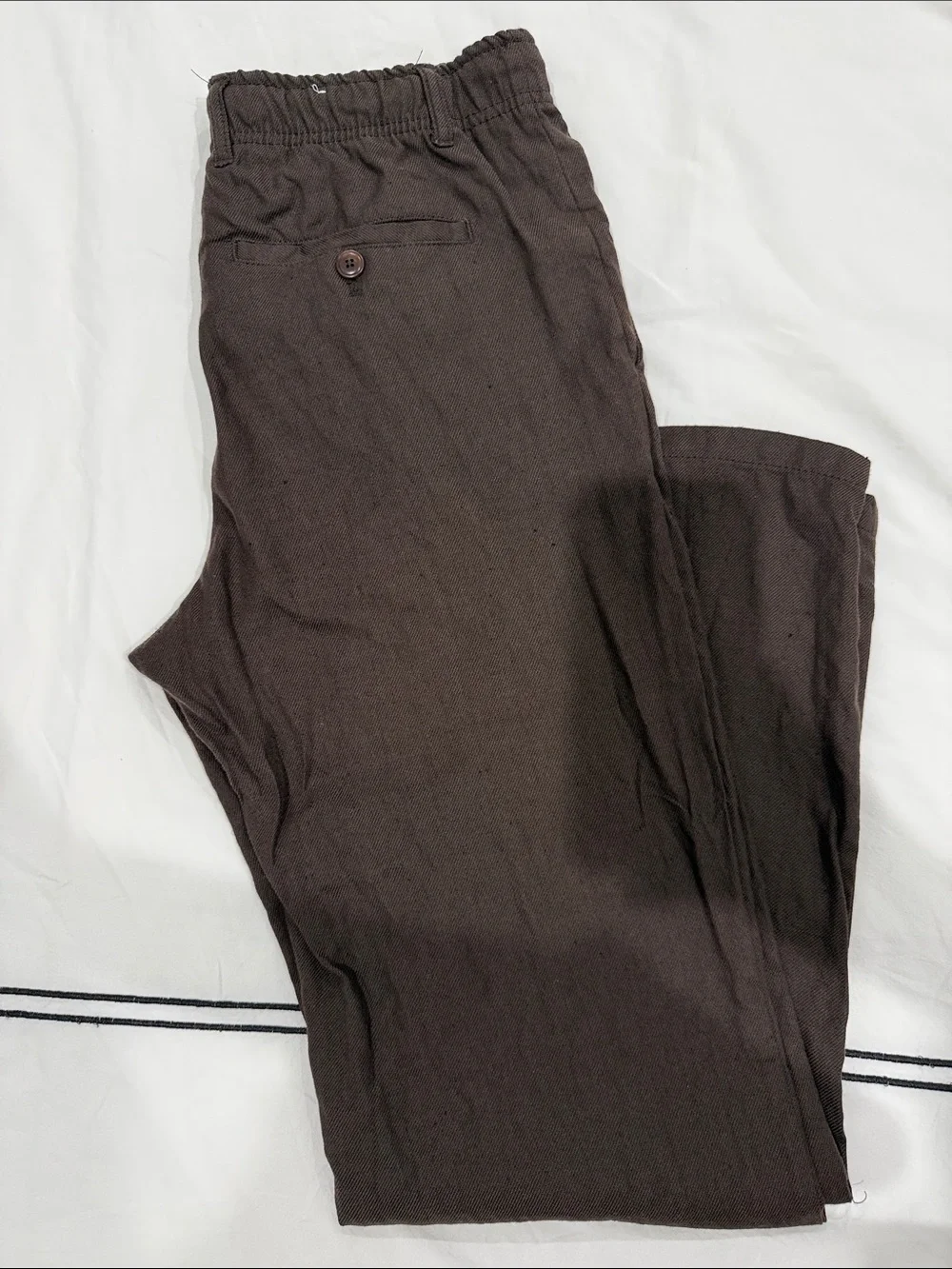 Zara Men's Dark Brown Relaxed Linen Pants